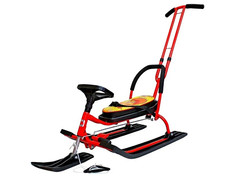 Снегокат БАРС 105 Control Animals Белка с Т-образным толкателем, спинкой и управляемой передней лыжей Bars