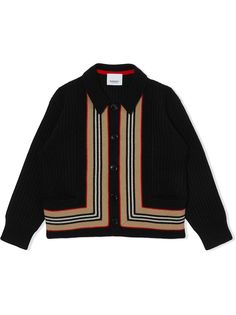Burberry Kids кардиган с отделкой в полоску Icon Stripe