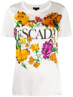 Escada футболка с цветочным принтом и логотипом
