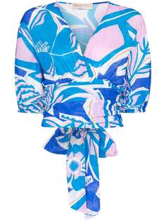 Emilio Pucci топ с запахом и цветочным принтом