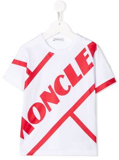 Moncler Enfant полосатая футболка с логотипом