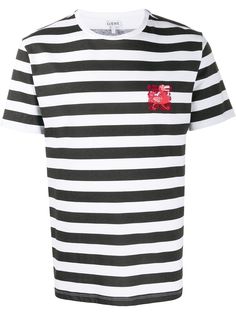 Loewe полосатая футболка с вышивкой