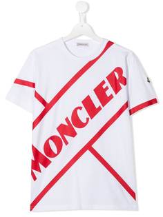 Moncler Kids футболка с полосками и логотипом