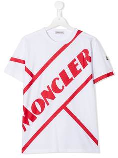 Moncler Kids футболка с полосками и логотипом