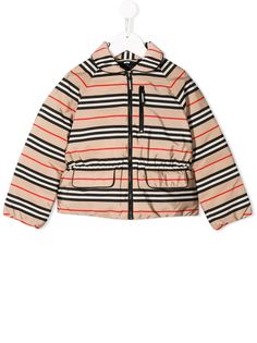 Burberry Kids пуховик в полоску Icon Stripe