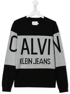 Calvin Klein Kids джемпер в стиле колор-блок с логотипом