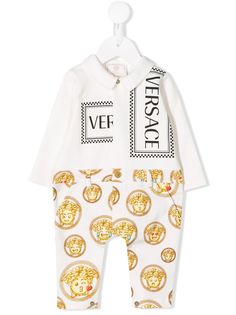 Young Versace ромпер с длинными рукавами и логотипом