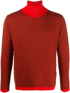 Barena свитер с узором в елочку и высоким воротником