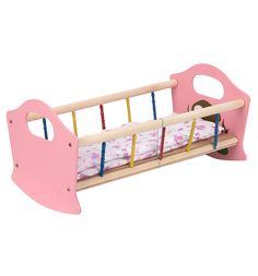 Деревянная кроватка для куклы розовая с грибом Деревянные игрушки - Владимир