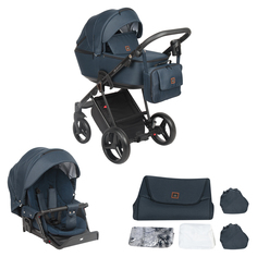 Коляска 2 в 1 Adamex Cristiano, цвет: темно-синий