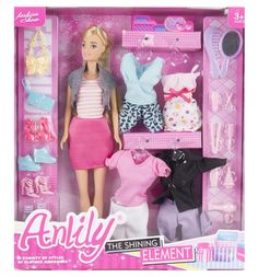 Игровой набор Anlily Кукла с аксессуарами (розовая юбка, серый жилет) 29 см
