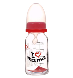 Бутылочка Bibi стекло, 120 мл, цвет: красный