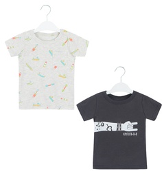 Комплект футболка 2 шт. Happy Baby Городская линейка, цвет: серый/белый
