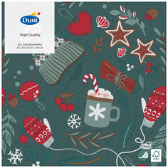 Салфетки бумажные трехслойные Duni COSY X-MAS 33х33 см 20 штук