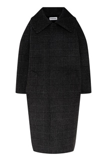 Темно-серое клетчатое пальто оверсайз Balenciaga