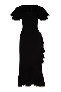 Черное платье миди из вискозы Ulyana Sergeenko