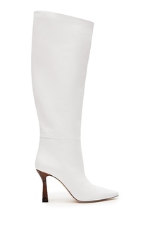 Белые сапоги с контрастным фигурным каблуком Lina Wandler
