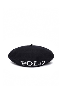 Черный берет с логотипом Polo Ralph Lauren