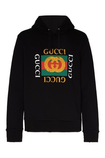 Черное худи с логотипами Gucci