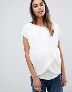 Топ для кормящих мам из крепа с запахом ASOS DESIGN Maternity-Кремовый
