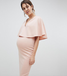 Облегающее двухслойное платье миди для кормящих мам ASOS DESIGN Maternity-Розовый