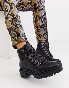 Черные ботинки со шнуровкой Bershka-Черный
