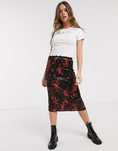 Юбка миди с разрезом Influence-Черный