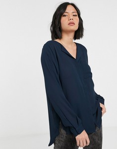 Рубашка с длинными рукавами Selected-Темно-синий