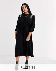 Платье миди с вышивкой Junarose-Черный