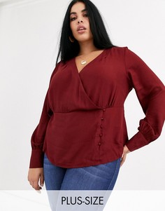 Блузка с запахом и пуговицами Junarose-Красный