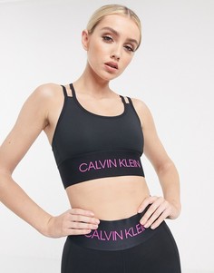 Черный бралетт с логотипом Calvin Klein Performance Active Icon