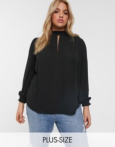 Черная блузка с оборками New Look Curve-Черный