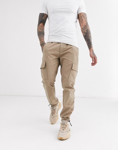 Светло-бежевые узкие брюки карго из ткани рипстоп ASOS DESIGN-Neutral