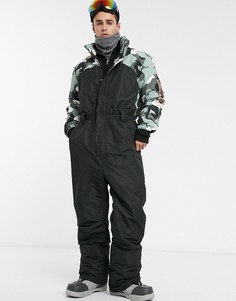 Горнолыжный костюм с камуфляжной вставкой ASOS 4505-Черный