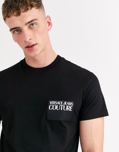 Черная футболка с логотипом на груди Versace Jeans Couture-Черный