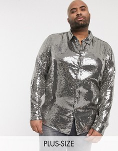 Серая рубашка классического кроя с пайетками ASOS DESIGN Plus-Серый
