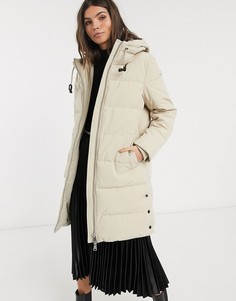 Бежевое утепленное пальто миди с капюшоном Esprit-Neutral
