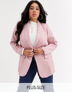 Розовый удлиненный пиджак New Look Curve-Бежевый