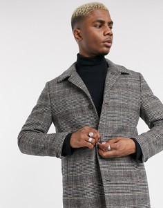 Серое пальто в клетку Celio-Серый
