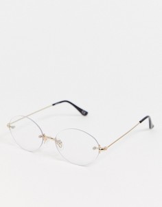 Овальные очки с прозрачными стеклами ASOS DESIGN-Золотой