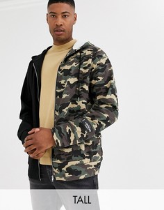 Черный худи с камуфляжным принтом и молнией Sixth June-Зеленый