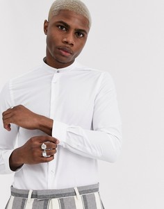 Белая узкая рубашка с воротником на пуговице Shelby & Sons-Белый