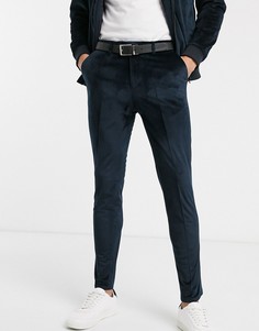 Темно-синие бархатные строгие брюки Jack & Jones-Темно-синий