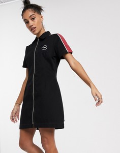 Приталенное платье мини на молнии с контрастными полосками Kickers-Черный