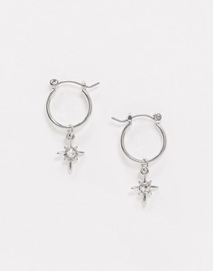 Серебристые серьги-кольца с подвесками Topman-Серебряный