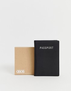 Черная кожаная обложка для паспорта в подарочной упаковке ASOS DESIGN-Черный