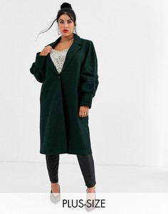 Шерстяное пальто с присборенными манжетами Unique21 Hero-Зеленый