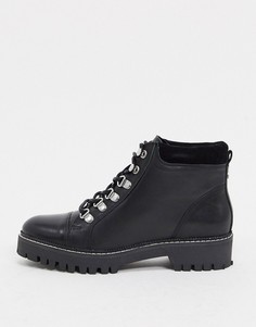 Кожаные походные ботинки черного цвета на шнуровке Carvela-Черный