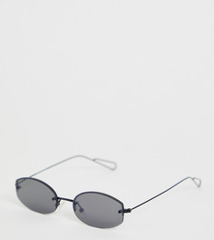 Черные узкие овальные солнцезащитные очки в металлической оправе Weekday-Черный цвет