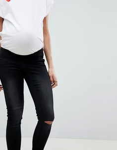 Рваные зауженные джинсы Supermom Maternity-Черный